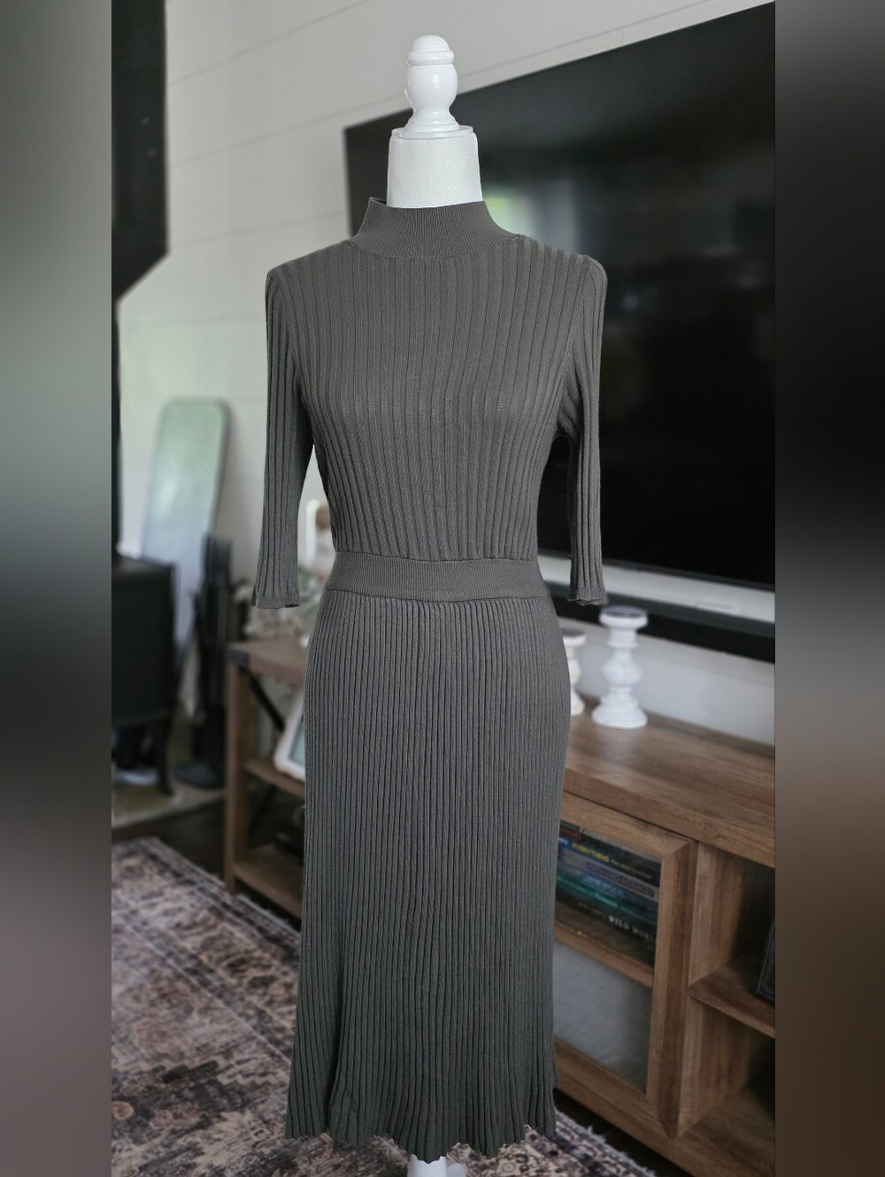 Who What Wear Ribbed Midi Sweater Dress